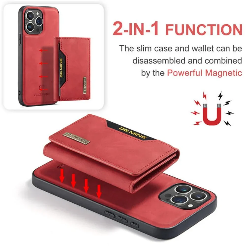 DG.MING M2 For‎ iPhone 15 Pro Max Case with Detachable Magnetic Trifold Card Bag